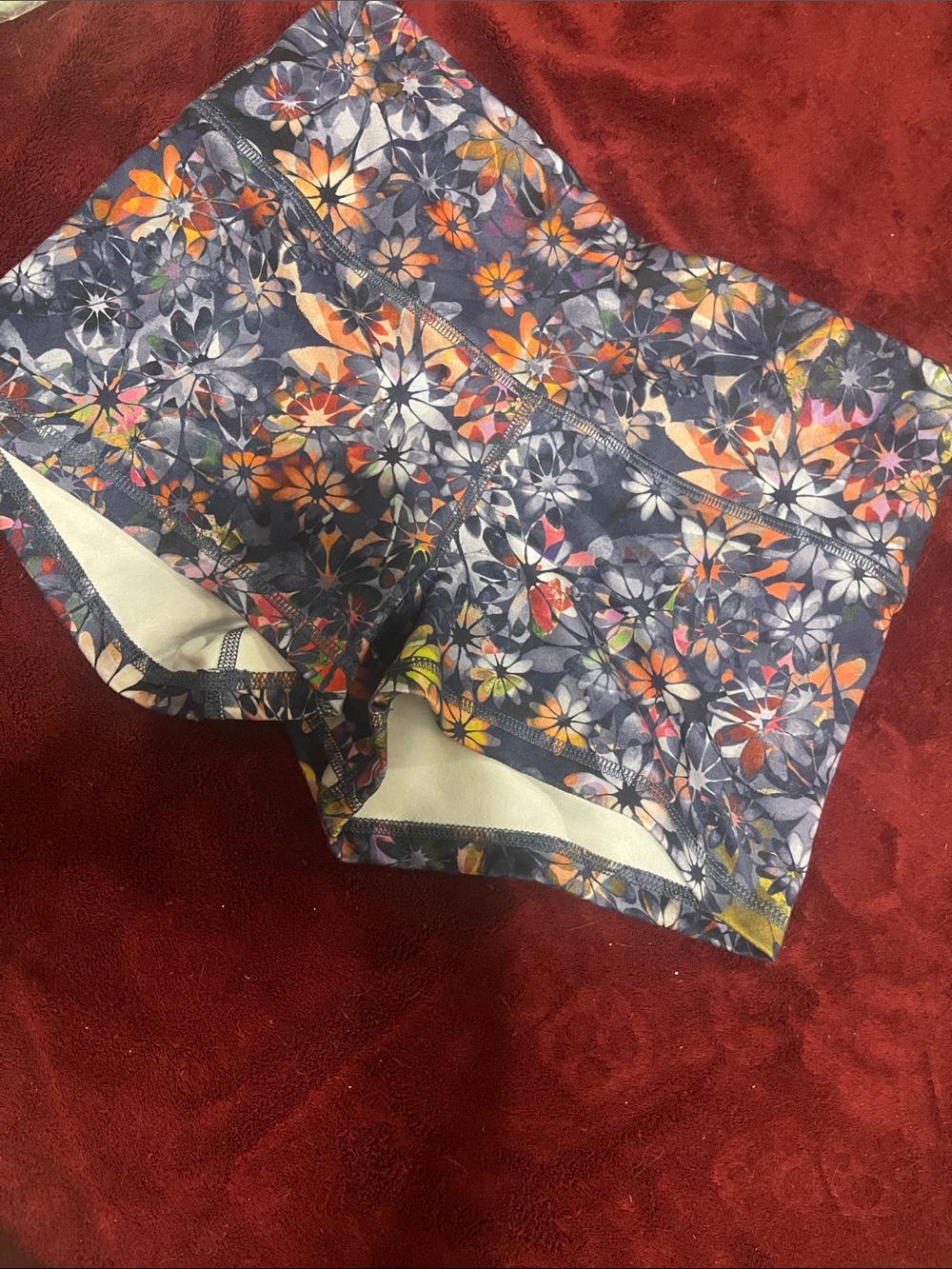 Fleo Floral Bike Shorts in Navy with Orange, Pink & Yellow Accents
